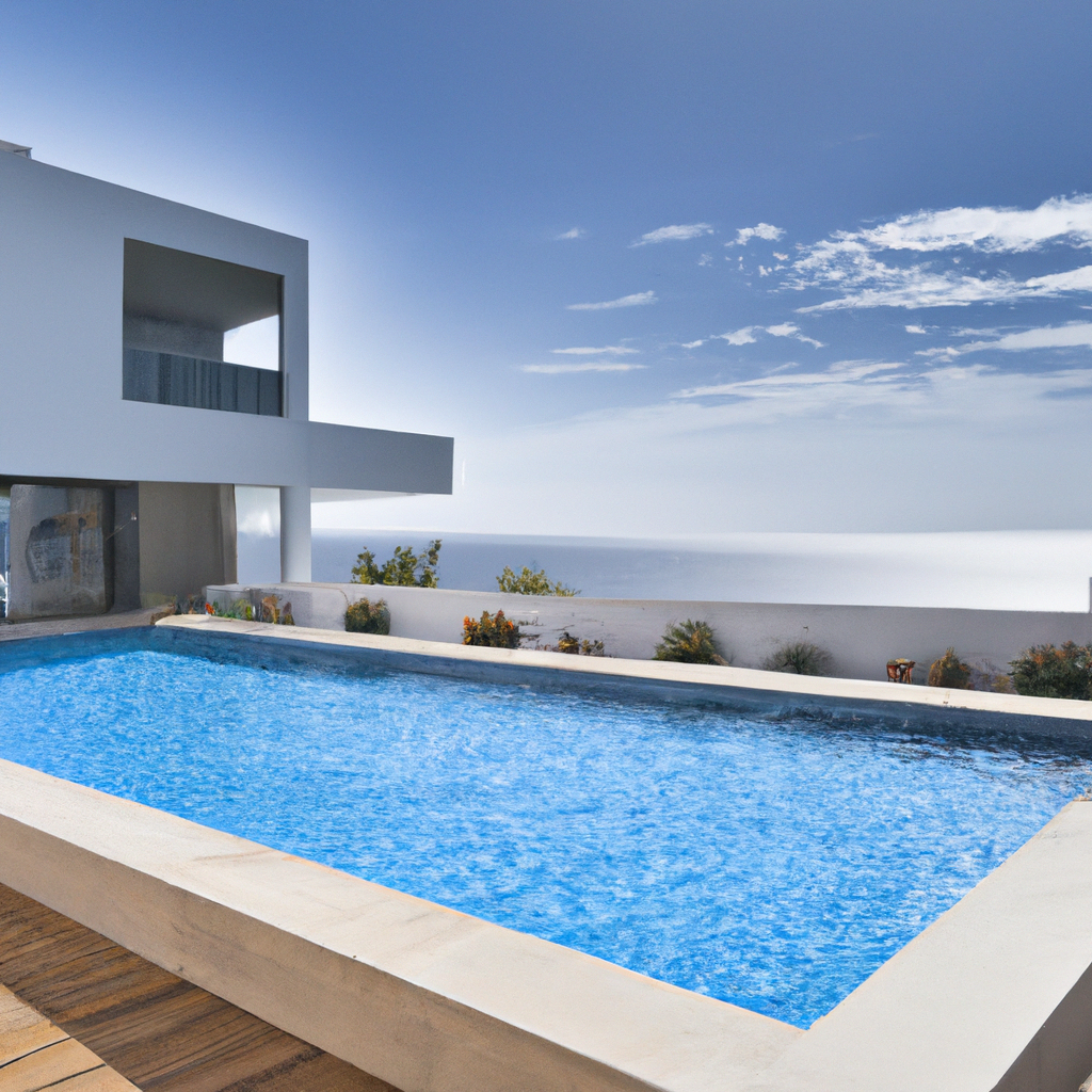 Casa moderna com piscina infinity e vista para o mar